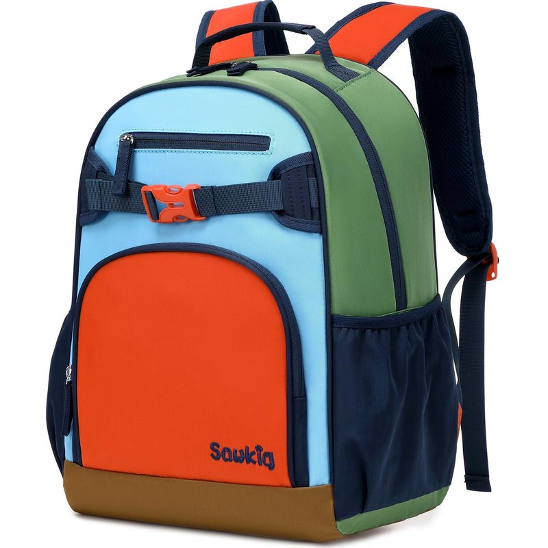 Sawkig Cute Mini Toddler Backpacks for Boys 2-4 Little Kids Backpack Preschool Bookbag (Orange Blue)