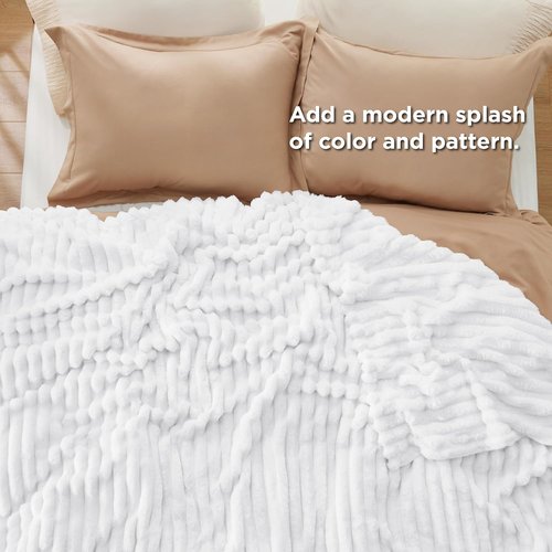 Bedsure GentleSoft White California King Blanket - Cozy Fleece Throw for Women | 102x96 Inches