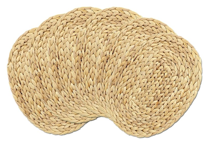 DAJAMAI Oval Woven Placemats Set of 6, Natural Water Hyacinth Charger Plates Non-Slip Weave Placemats Farmhouse Straw Braided Rattan Tablemats, Oval Wicker Place Mats for Dining Table