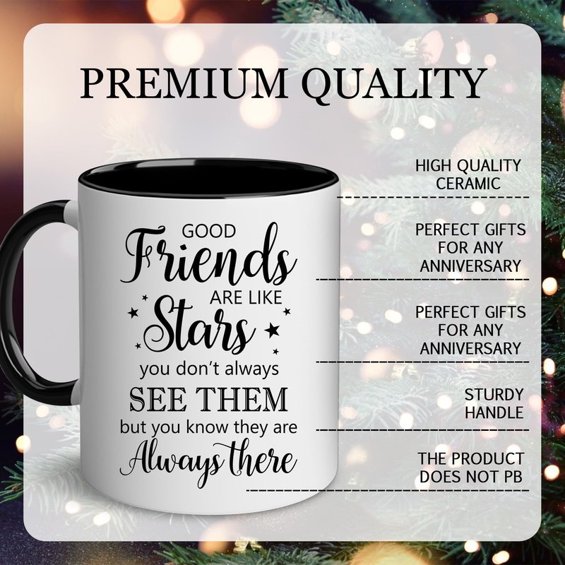 DEKIDOKA Best Friend Birthday Gifts for Women - Friendship Gifts for Women - Mothers Day Gift For Her, Friends Female, Besties - Friend Star Coffee Mugs - Good Friends are Like Stars