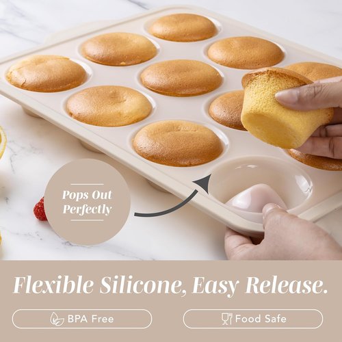 Cook With Color 17 Pc. Silicone Baking Pan Set - Non-Stick Muffin Pans with Sturdy Metal Frame | Easy Clean & Flexible Cake Molds