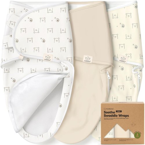Bumble Bear Baby Swaddle Sleep Sacks - 3-Pack Zipper Swaddles for Newborns 0-3 Months, Soft & Durable