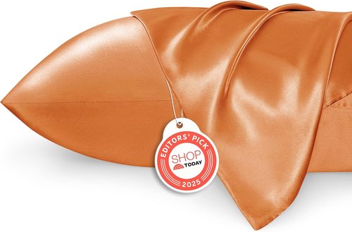 Bedsure King Size Satin Pillowcase Set - Silky Orange Pillow Cases for Hair & Skin, 20x36 Inches, 2pcs