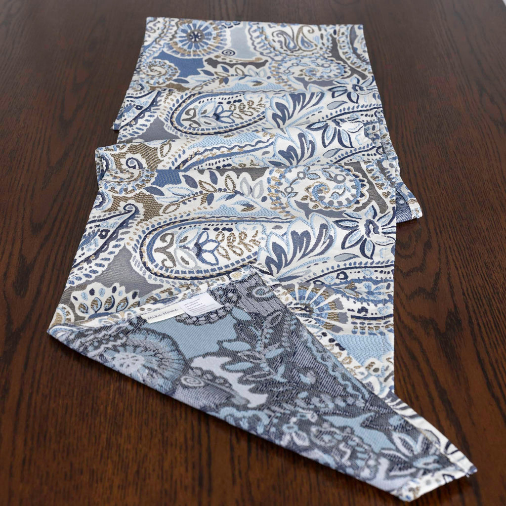 Mika Home Paisley Table Runner for Home Decor 13X72 Inches Blue Brown Seasonal Dining Table Decoration for Home