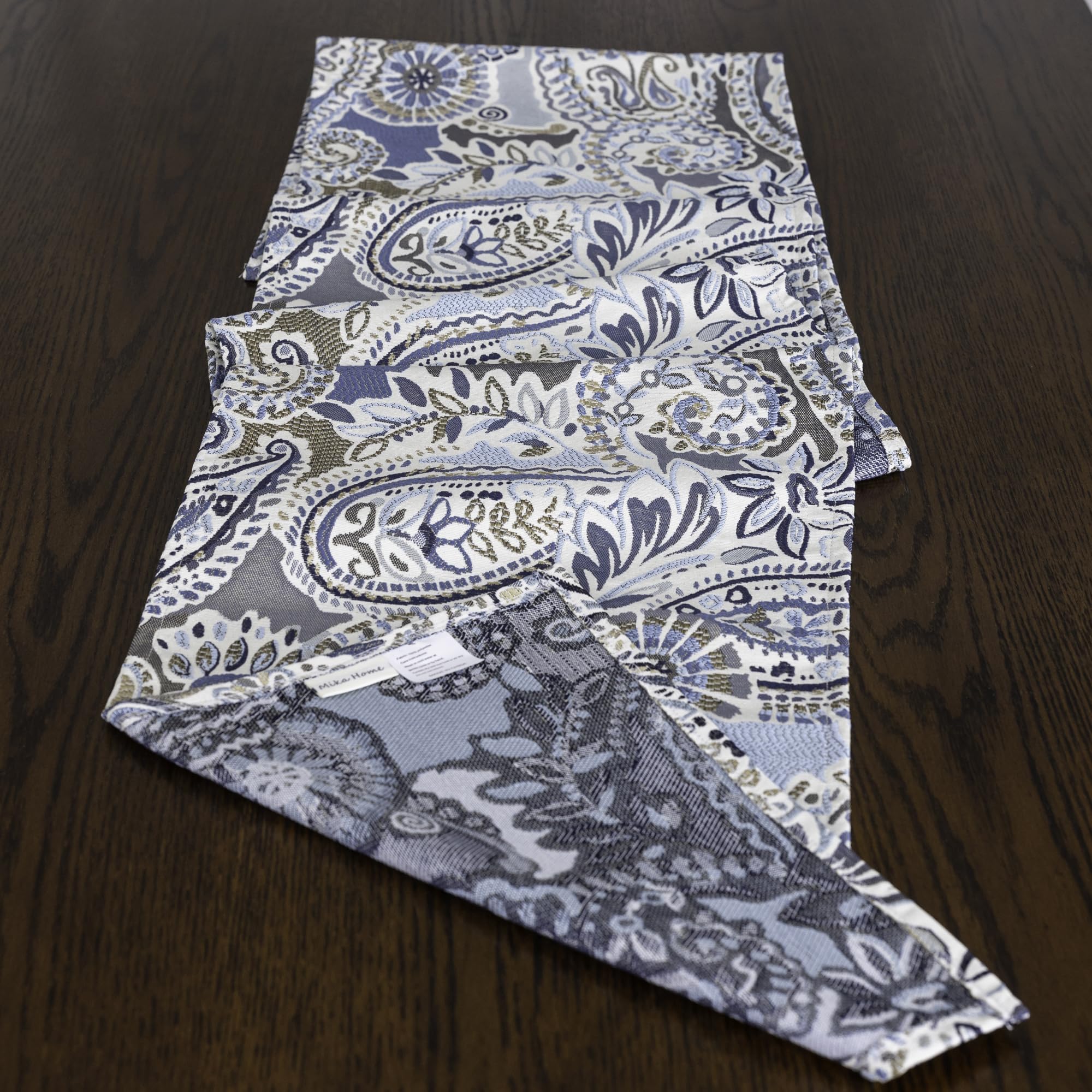 Mika Home Paisley Table Runner for Home Decor 13X72 Inches Blue Brown Seasonal Dining Table Decoration for Home
