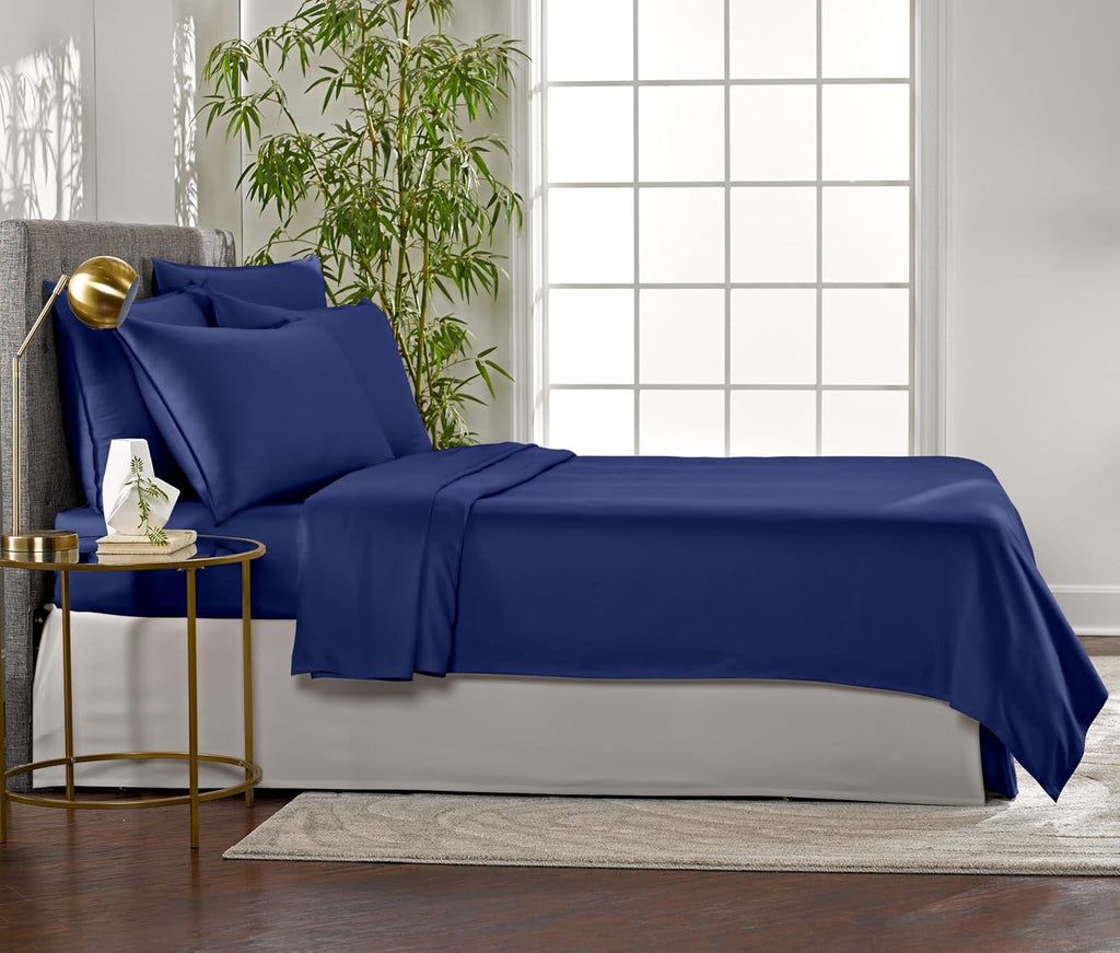Pure Bamboo Queen Sheets - Luxuriously Soft & Cooling 100% Organic Viscose Bed Set | Cobalt Blue
