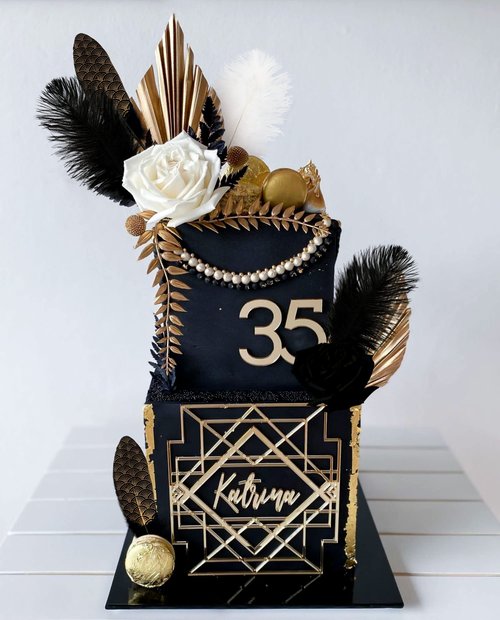 JeVenis Feather Cake Decoration Gatsby Cake Decoration Prom Cake Decorations Rose Cake Topper Roaring 20s Cake Decorations