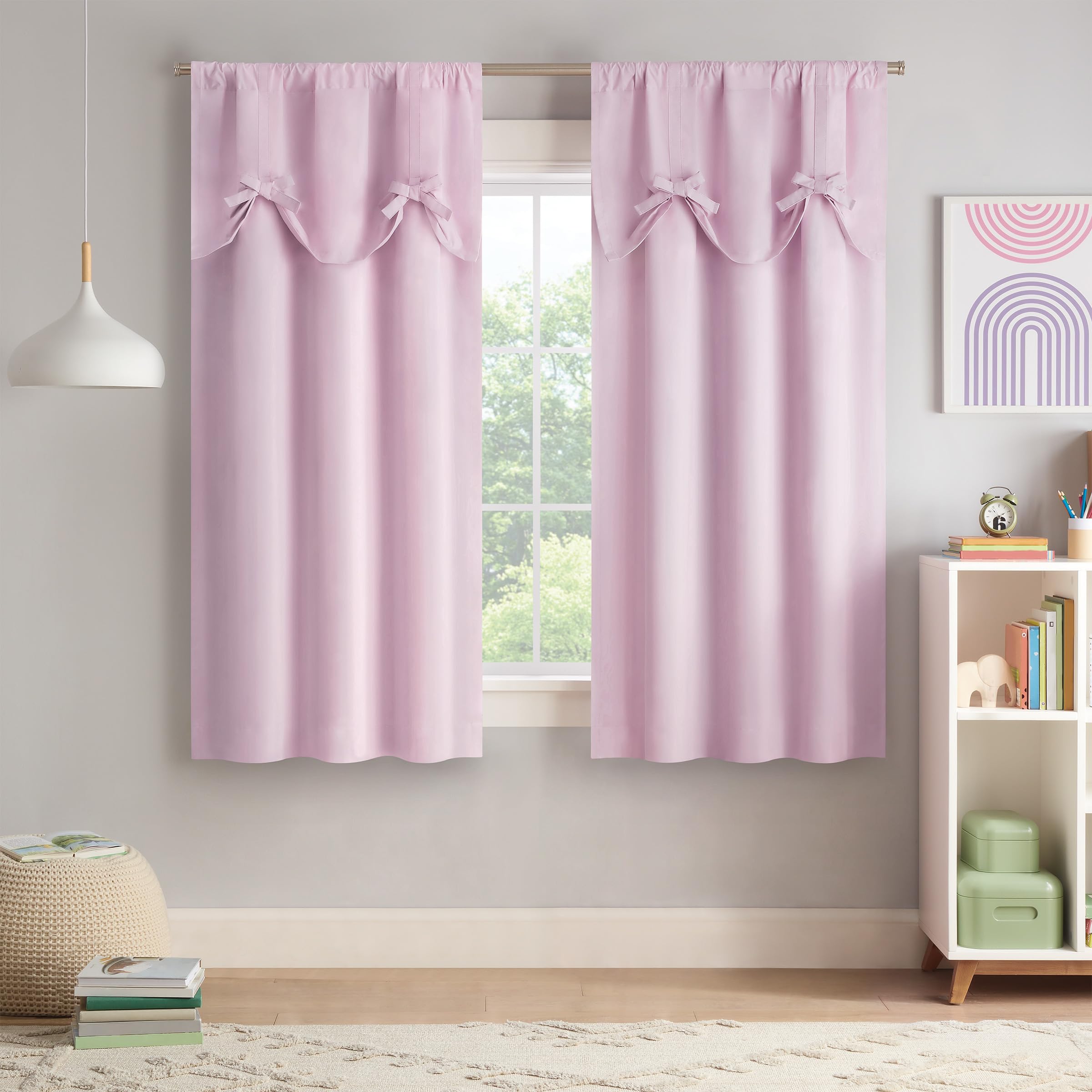 Eclipse Kids Blackout Curtain - Kids Room or Playroom Curtain, 63 x 40 in, Thermaback 100% Blackout with Rod Pocket Header, Pink