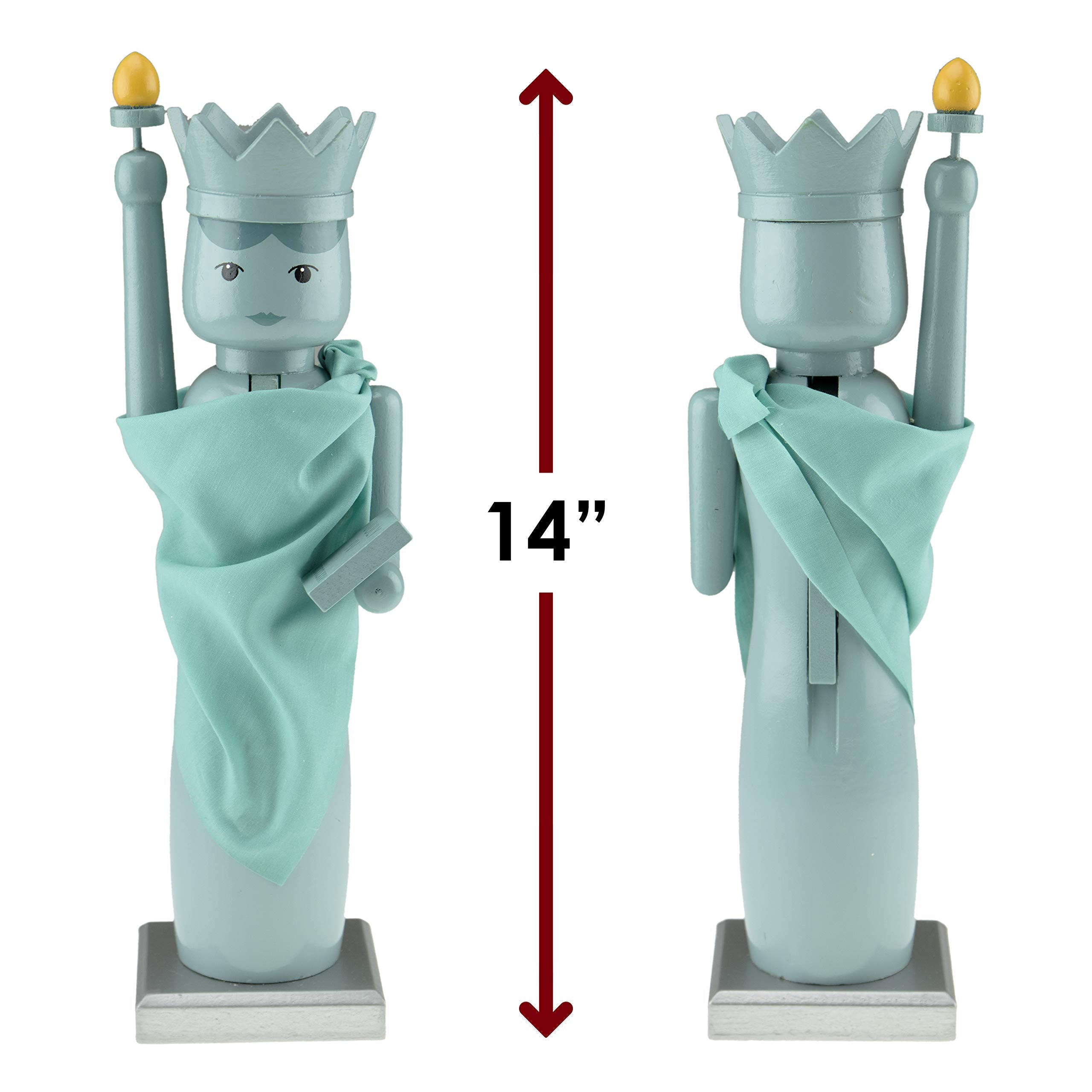 Clever Creations Statue of Liberty 14 Inch Traditional Wooden Nutcracker, Festive Christmas Décor for Shelves and Tables