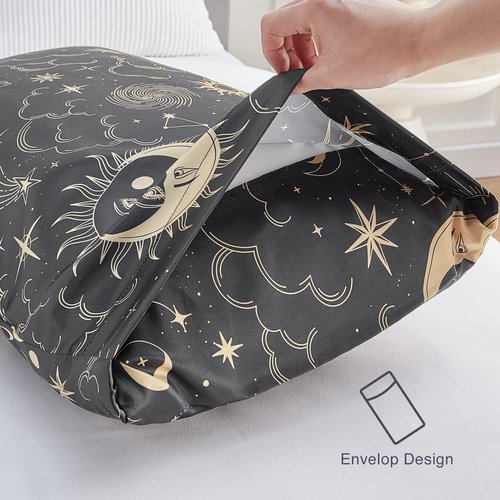 EXQ Home Satin Pillowcase Set - Black Silk Pillowcases for Hair & Skin | Queen Size 20x30 Inches, 2 Pack
