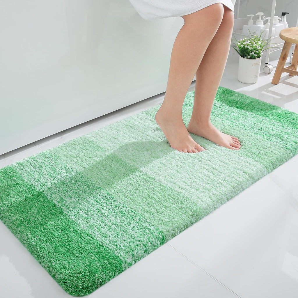 OLANLY Bathroom Runner Rug - Extra Soft Microfiber with Rubber Backing | Quick Dry, Machine Washable, 47x24, Green