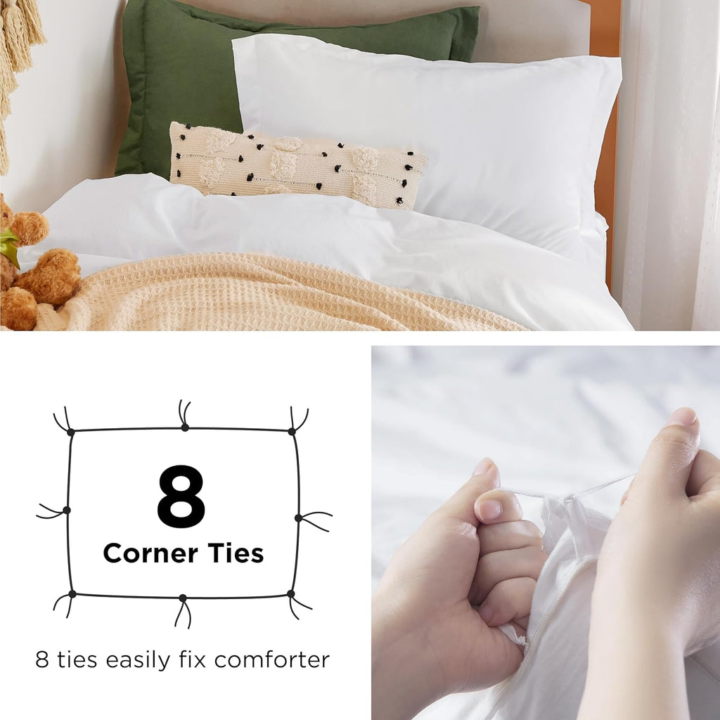 Bedsure Duvet Cover Set - Extra Soft Prewashed Cotton-Like Polyester, Twin/Twin XL, White | Includes 1 Duvet Cover & 1 Pillow Sham