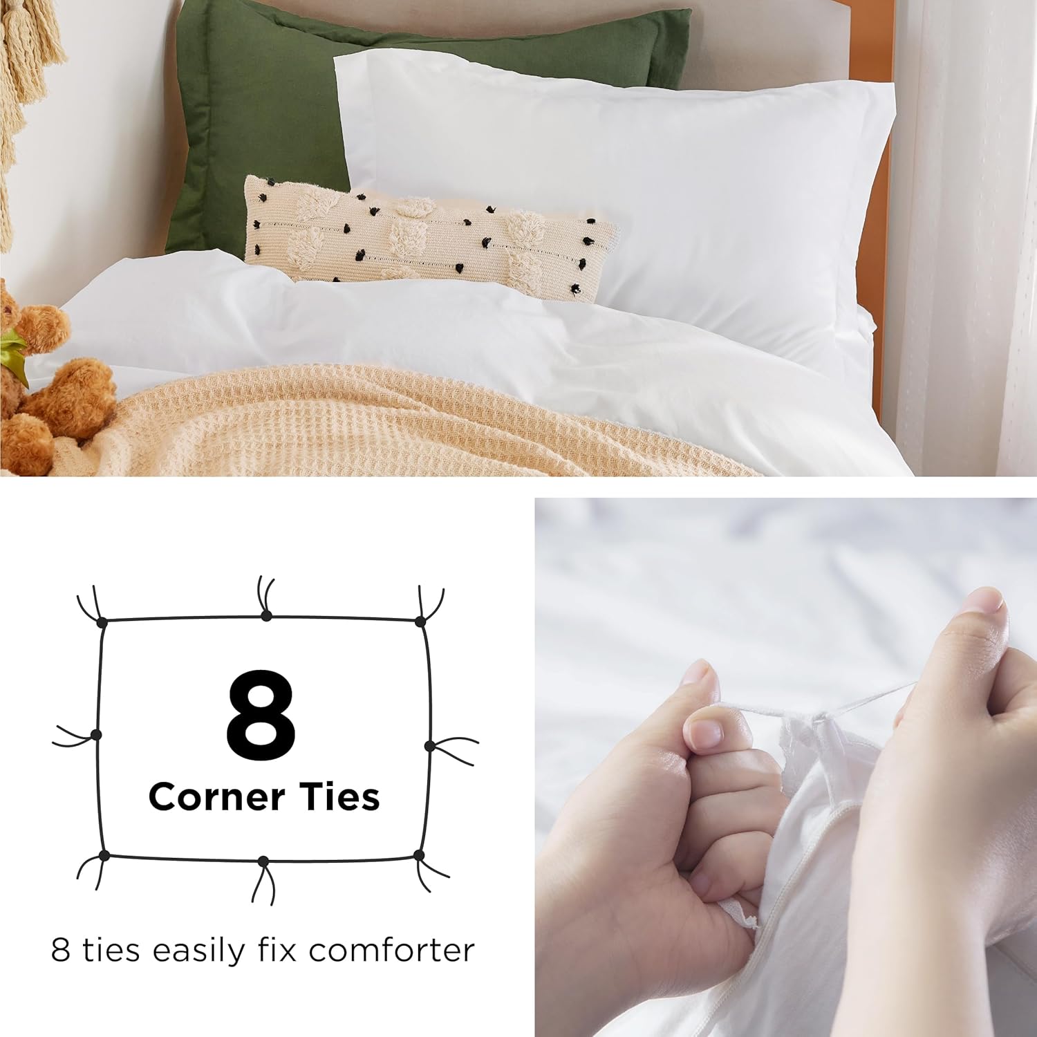 Bedsure Duvet Cover Set - Extra Soft Prewashed Cotton-Like Polyester, Twin/Twin XL, White | Includes 1 Duvet Cover & 1 Pillow Sham