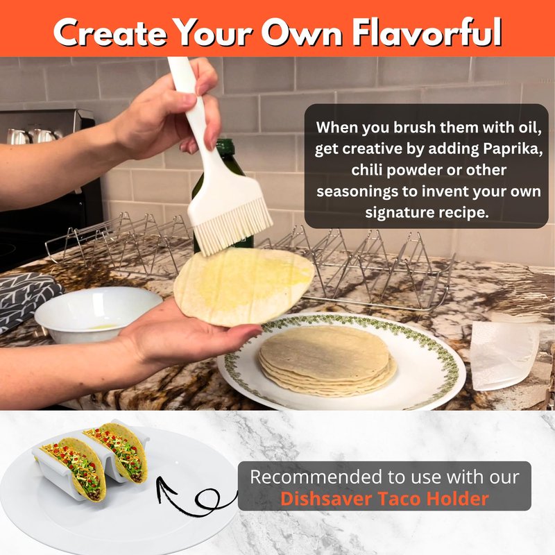 Taco Shell Mold for Baking - No Frying No Waste No Mess, For Corn Tortillas Up To 6 Inch, Homemade Wider Bases Hard Tacos - Fresh Wholesome Gluten-Free, 8 Baked Crunchy Shells At Once - Set of 2