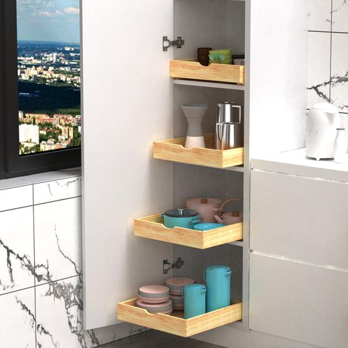 SITOO Pull Out Drawers for Kitchen Cabinets, Pull Out Cabinet Organizer, Fully Assembled Wood Cabinet Pull Out Drawer, Fast and Easy DIY Installation, 14”W x 21”D