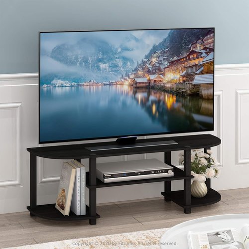 Furinno Wide TV Entertainment Center - Stylish Espresso/Black Finish for Modern Living Rooms
