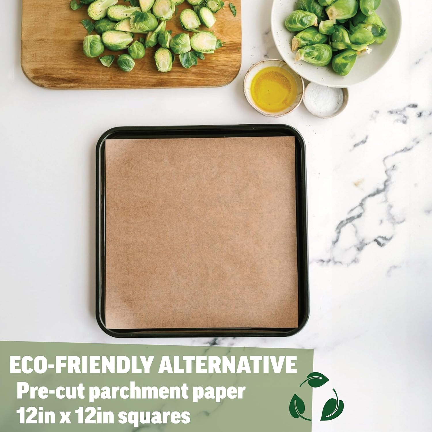 Zenlogy Parchment Paper Squares - Unbleached, Non-Stick, High Heat | 200 Pre-Cut Sheets for Baking & Air Frying