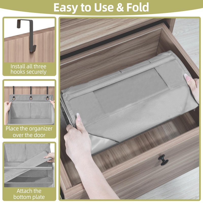 STORAGEIDEAS Over Door Organizer with 6 Extra Large Pockets 12 Side Pockets, 2-Pack Sturdy Closet Rack, Hanging Storage Organizer with Clear Window for Shoes, Diapers, Toys, Bedroom, Bathroom, Grey