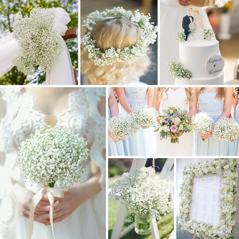 Yastouay Babys Breath Artificial Flowers, 60 Pcs White Baby Breath Flowers Artificial Bulk, Real Touch Fake Babys Breath Gypsophila for Wedding Party Bouquet Floral Arrangement Home Decor