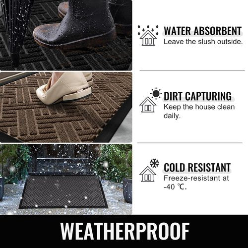 BEHERO Welcome Mat - Heavy Duty Indoor/Outdoor Door Mat, Stain & Fade Resistant, 29.5x17 Inch, Black