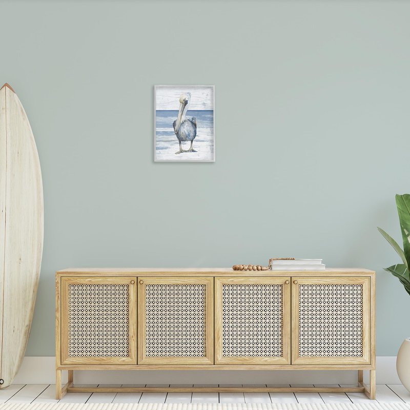 Stupell Industries Rustic Nautical Pelican Framed Giclee Art by Patricia Pinto