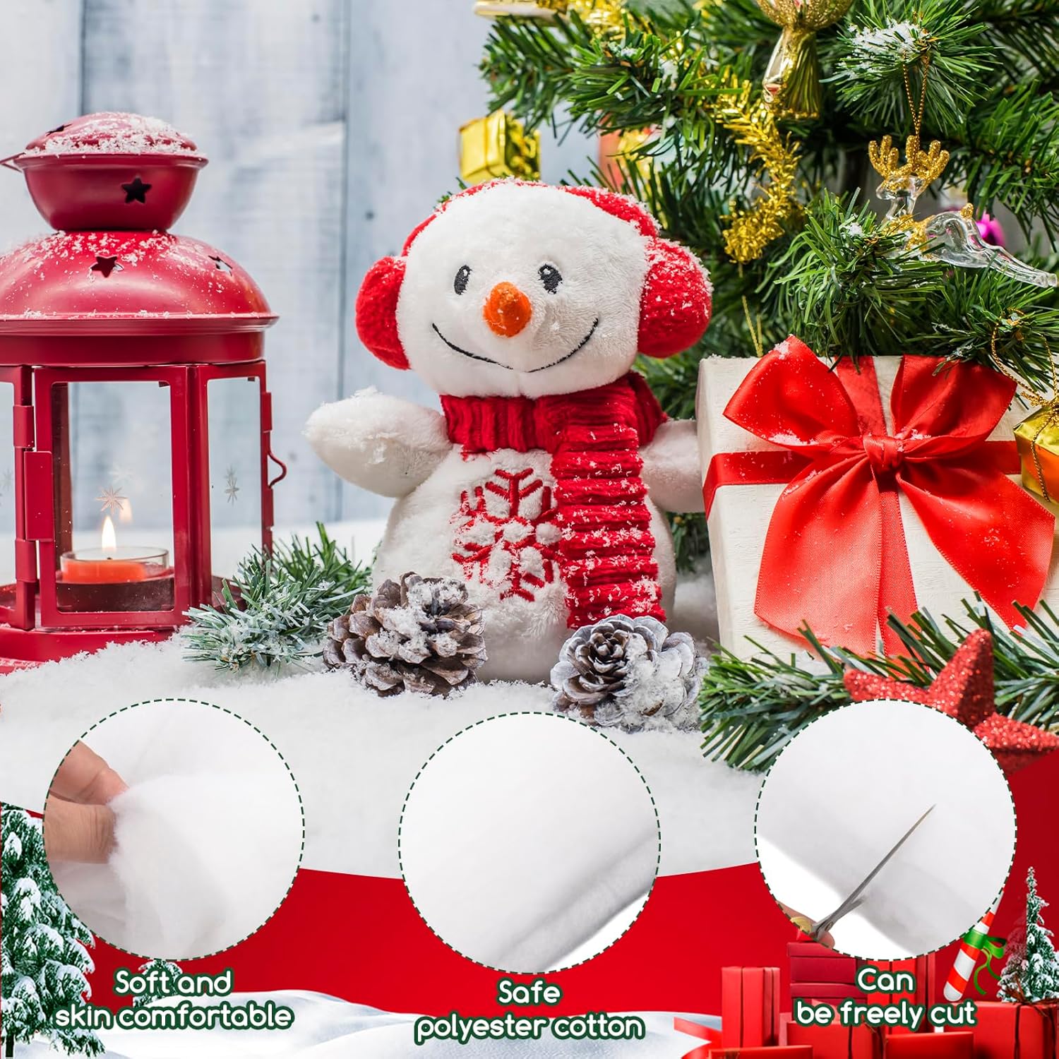 Skiennix Christmas Fake Snow Blanket - 3x15 FT Large Artificial Snow Roll for Holiday Decor | Winter Wonderland Accents