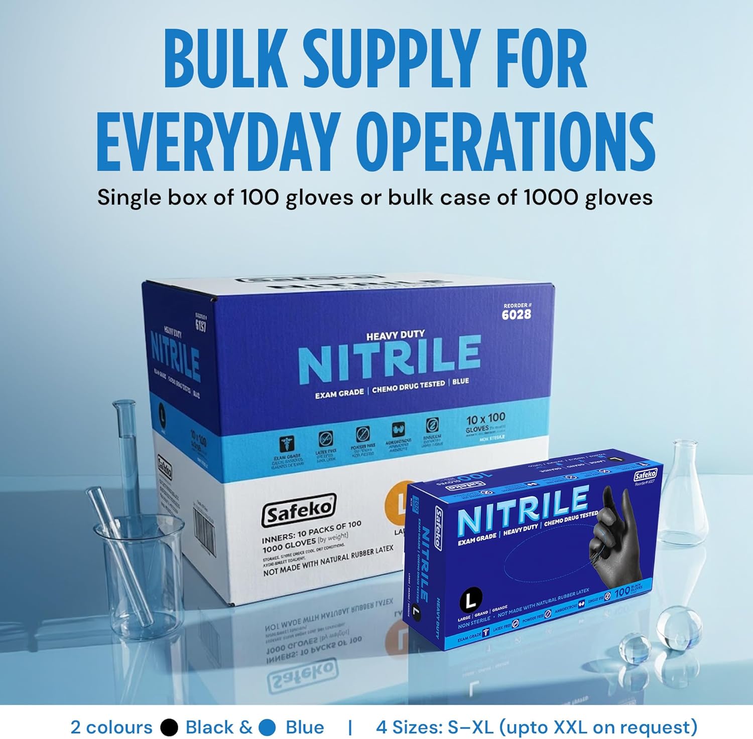 Skiennix Nitrile Exam Gloves - Latex-Free, Powder-Free, Non-Sterile | Ideal for Medical & Kitchen Use