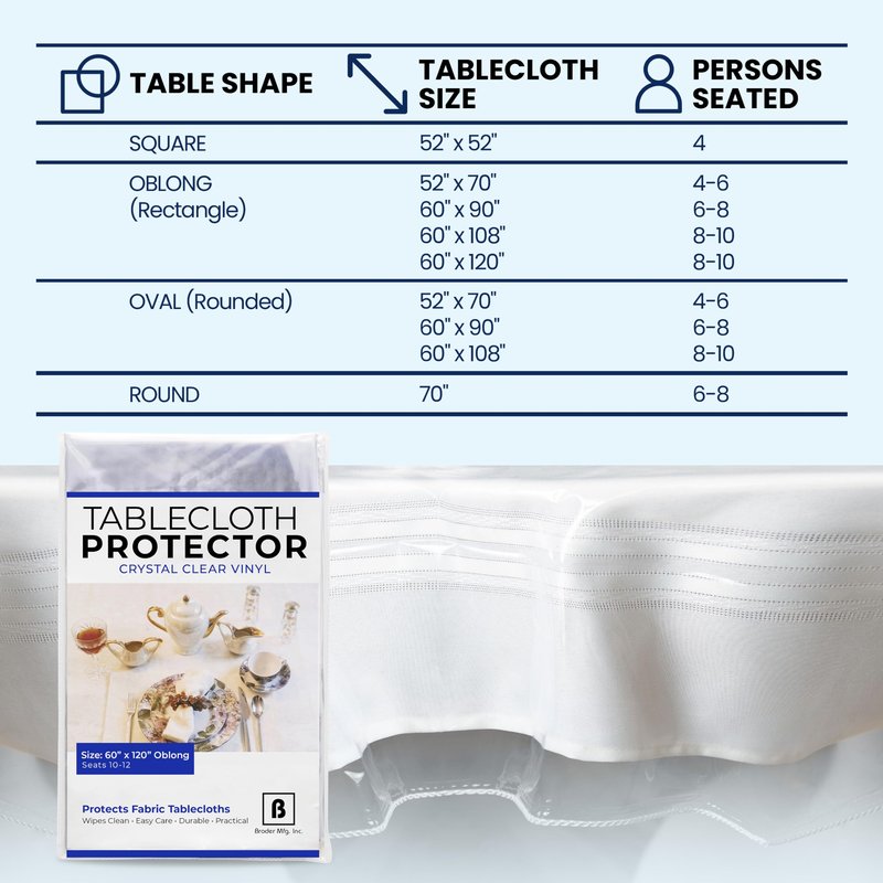 Broder Heavy Duty Clear Plastic Table Cover Protector Rectangle 60x120 – Waterproof, Oil Proof, Wipeable Vinyl Tablecloth Protector, Thick PVC, for Dining Room, Kitchen, Desk, Office, Everyday Use