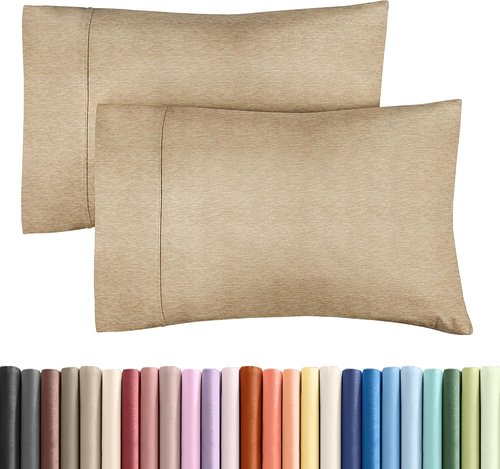 King Pillow Cases by [Brand Name] - Ultra Soft Hotel Quality Set of 2 - Comfy, Wrinkle-Free & Fade Resistant - Heathered Tan