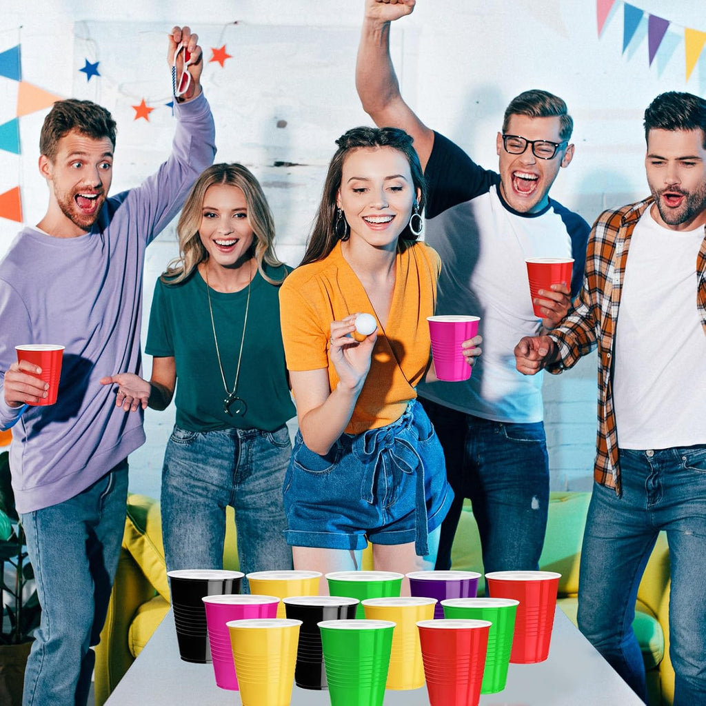 Skiennix 120 Pcs 12 Oz Colorful Plastic Cups - Perfect for Thanksgiving Parties & Picnics