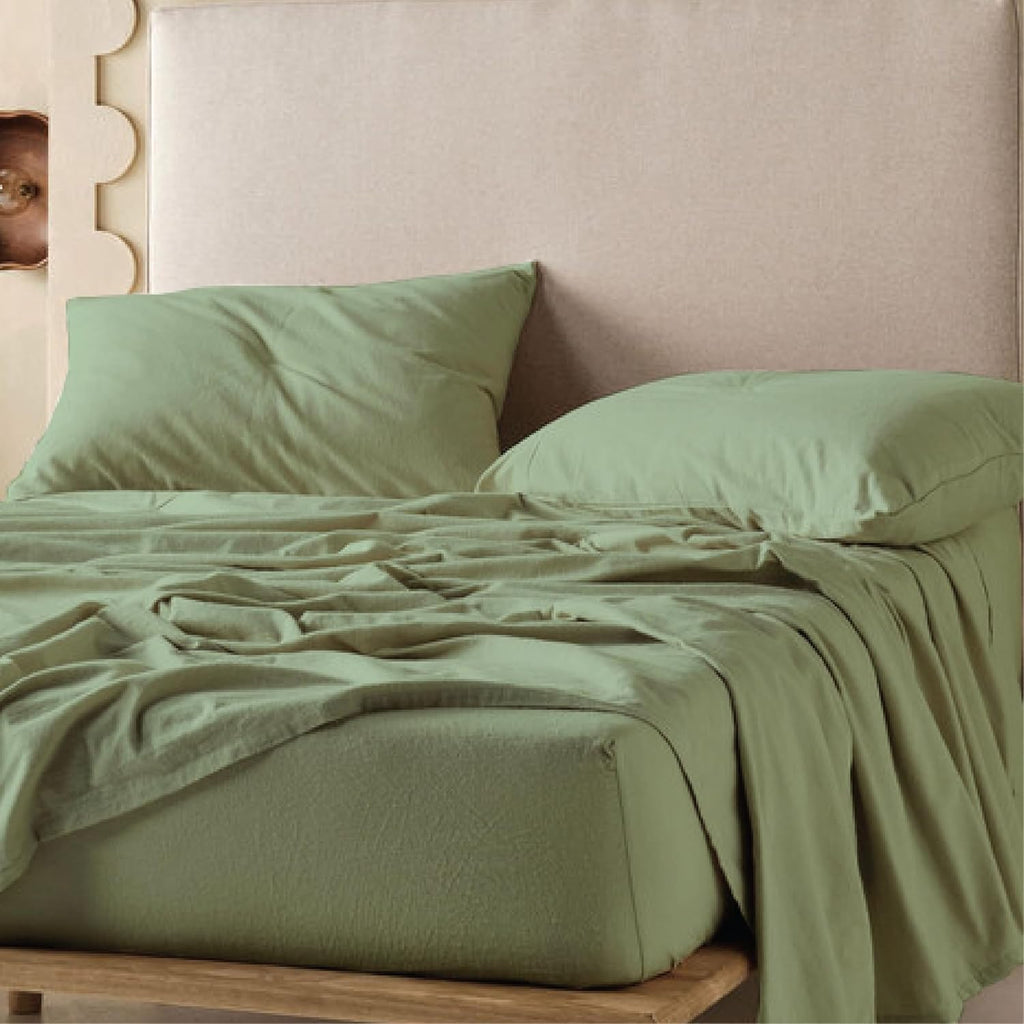 QUEENSBAY Queen Sheet Set - 4 Pieces Super Soft Microfiber | 16 Inch Deep Pocket, Cooling, Sage Green