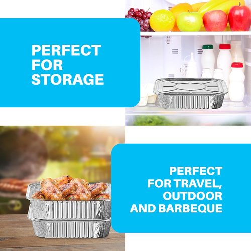 MontoPack 8" Disposable Aluminum Foil Baking Pans - Perfect for Broiling & Meal Prep | 20 Pack with Lids