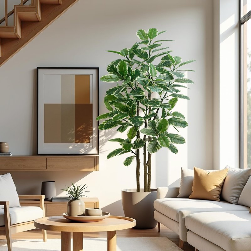 Faux Fiddle Leaf Fig Tree, 6ft Faux Plant Fake Ficus Silk Trees with White Planter, Artificial Fig Trees Floor Plants for House Office Living Room Indoor Home Decor (fig Tree)