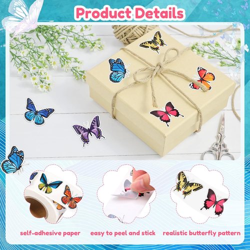 Feifeiya Butterfly Stickers - 500 Pcs Colorful Self-Adhesive Decals for Gifts & Scrapbooking | 1.5 Inch