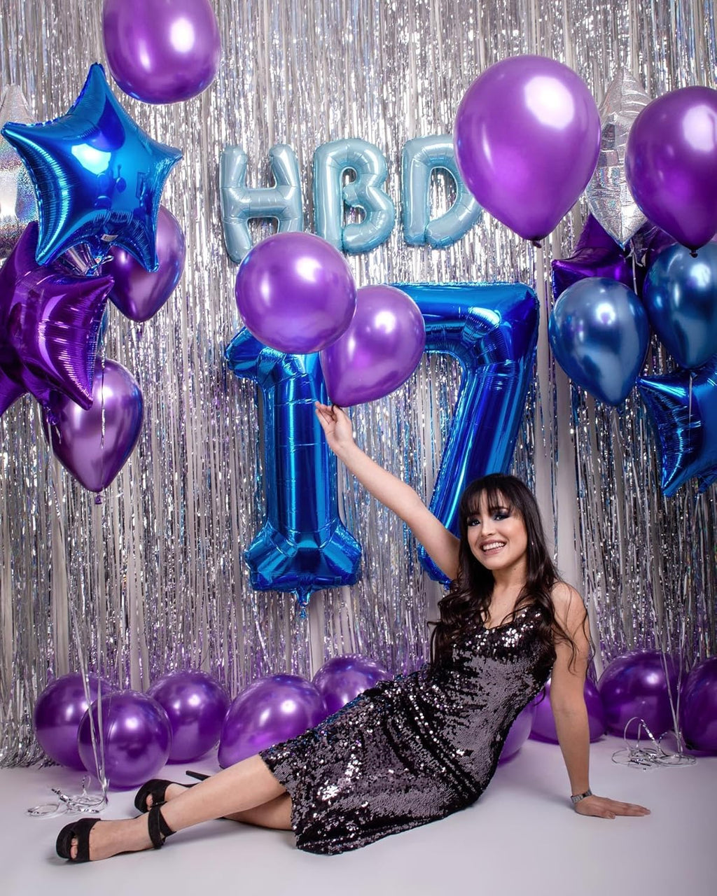 Number 17 Balloon - Navy Blue 40-Inch Birthday Decoration for 17th Year Celebration