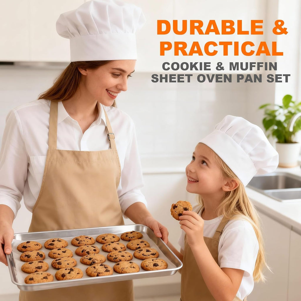 Onader Large Baking Sheet | 18 x 13 Inch Stainless Steel Cookie Pan Set - Dishwasher Safe, 2-Pack
