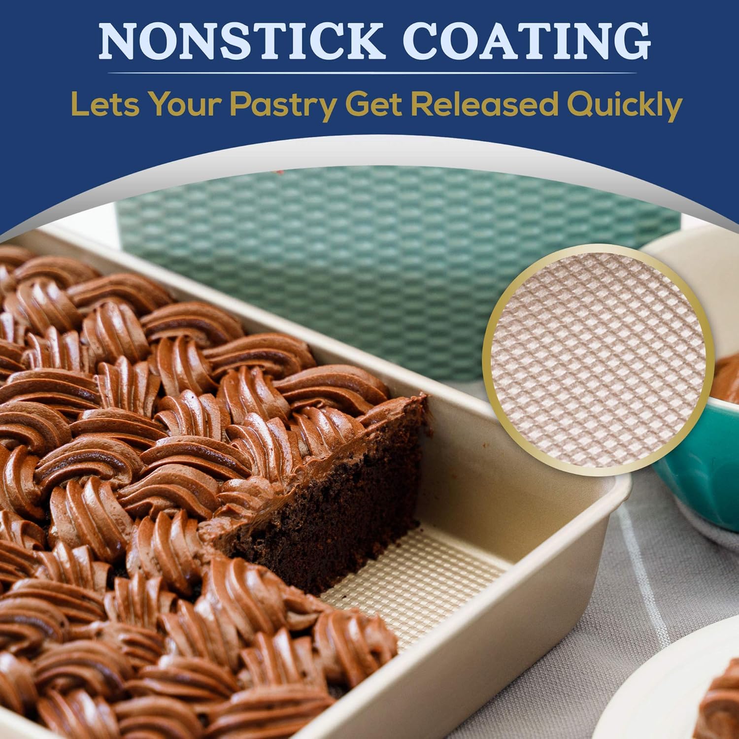 Ultra Cuisine 9x13 Inch Non-Stick Cake Baking Pan - Easy Clean & Even Baking - Food Safe Coating