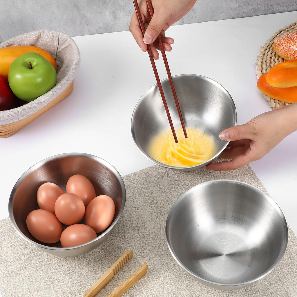 mekueeex Stainless Steel Bowls 304 Metal Lightweight Unbreakable Dinner Bowls Set Non-Toxin Dishwasher Safe BPA Free and Healthy (8 Pack 24Oz) ﻿