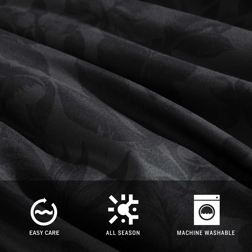 Kenneth Cole - King Comforter Set, Super Soft Bedding with Matching Shams & Bonus Throw, Floral Home Decor, Oeko-Tex Certified (Silhouette Floral Black, King)