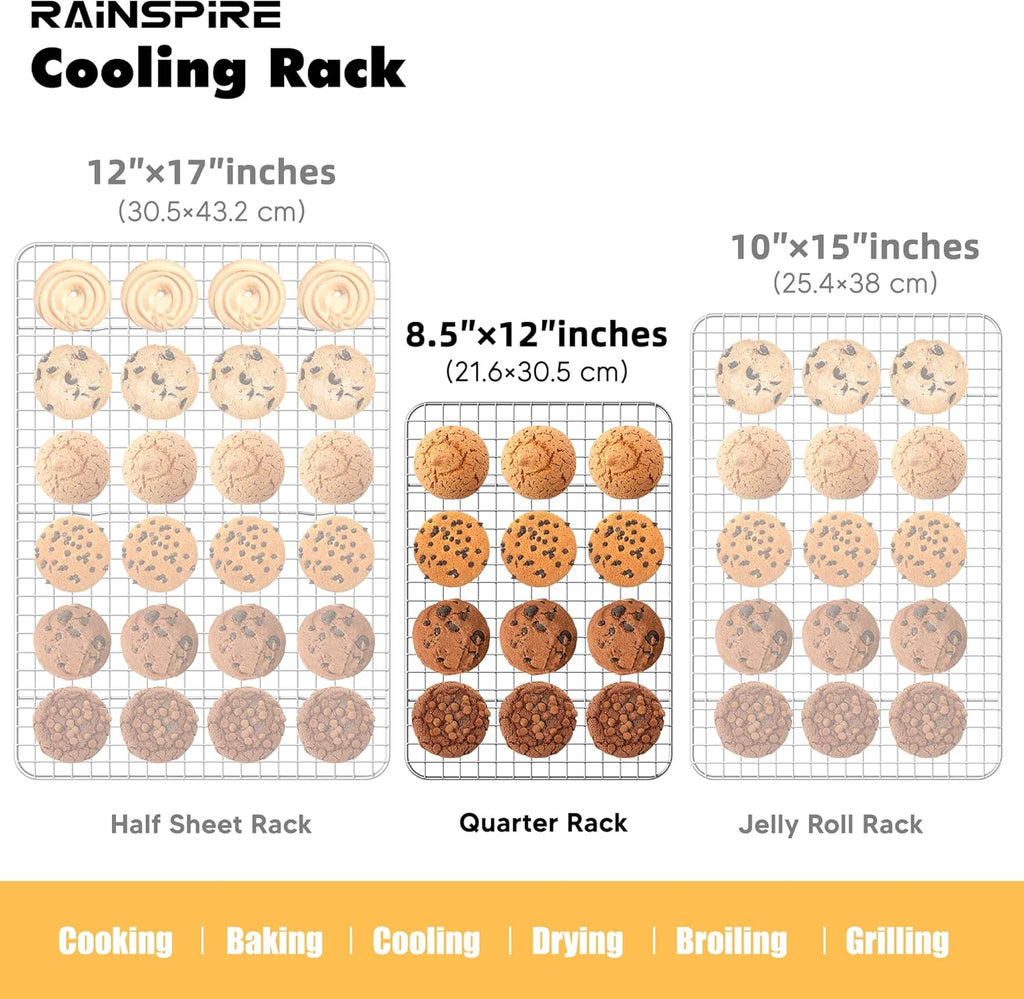 Rainspire Stainless Steel Cooling Rack - Heavy Duty Oven Safe Baking Rack | Fits Quarter Sheet Pan (8.5" x 12")