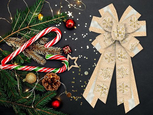 Estivaux Large Christmas Bows - Glitter Golden Burlap Holiday Decor for Wreaths & Trees