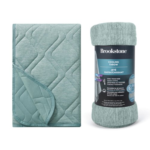 Brookstone Cooling Comfort Throw - Innovative Cooling Dual-Sided Throw - Oversized Cool Blanket for Hot Sleepers - Cooling Blankets for Sleeping - Nylon and Polyethylene Cooling Blanket - Green Milieu