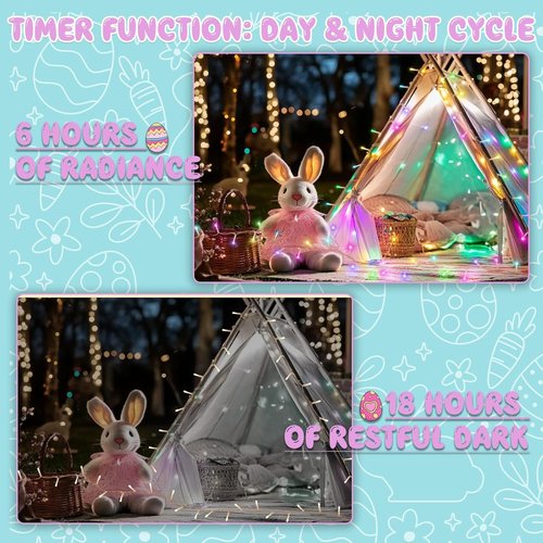 Cshare Easter String Lights - Battery Operated 30 LED Fairy Lights | 9.8ft Pastel Decor with Timer for Indoor/Outdoor Parties