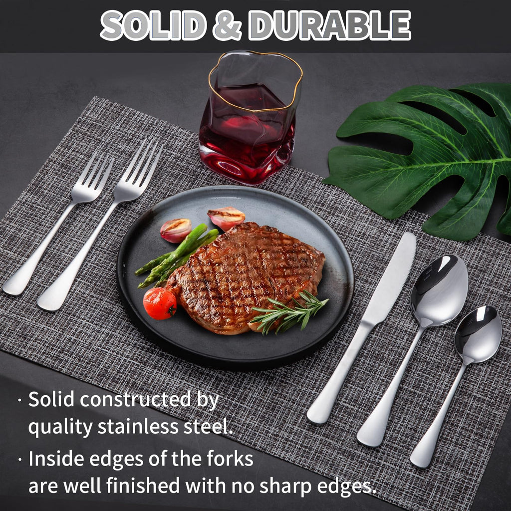 GODTUP Silverware Set, 30 Piece Silver Flatware Set for 6, Mirror Polished Eating Utensils Set, Dishwasher Safe, Stainless Steel Cutlery Set