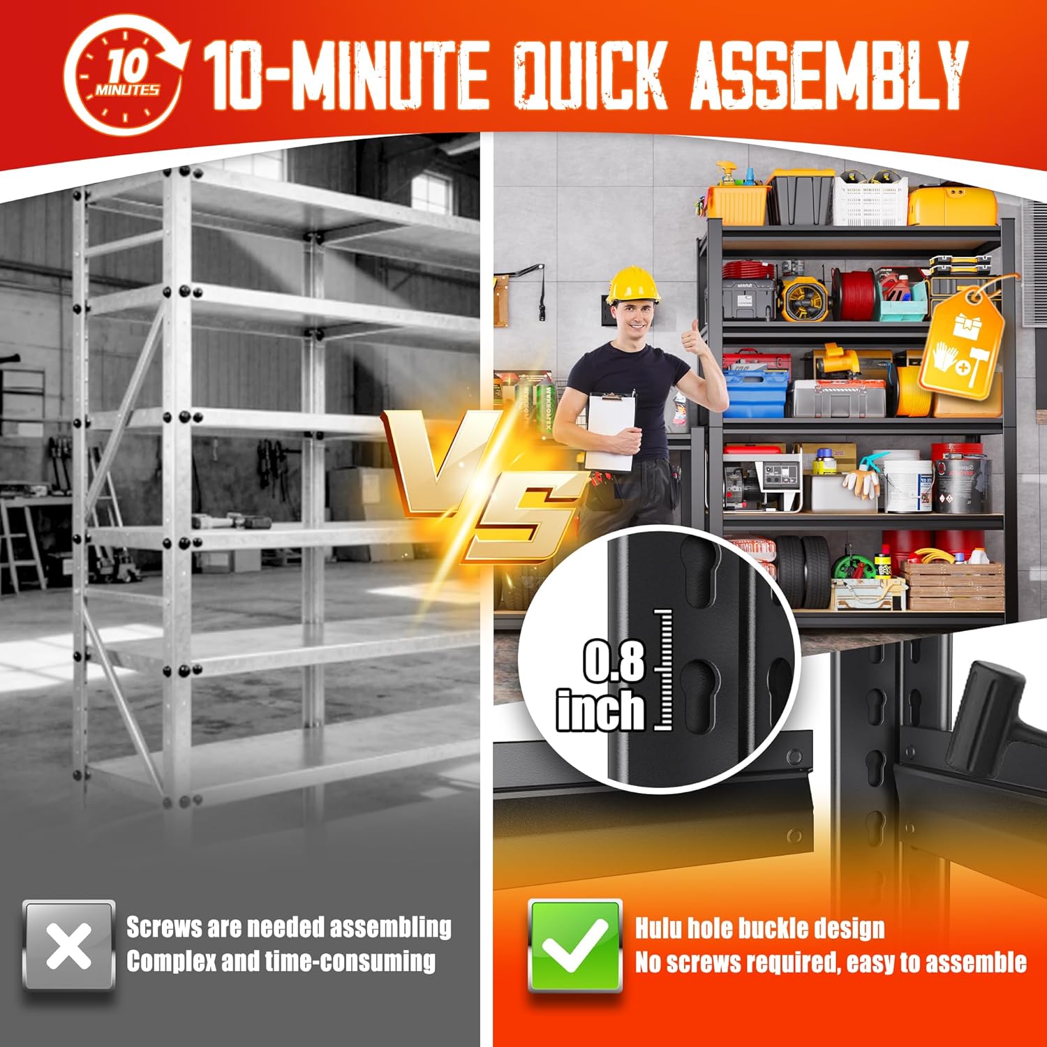 **Regine Switzerland Heavy Duty Garage Shelving | Set of 3 Adjustable 5-Tier Metal Storage Units - 2050 lbs Capacity**
