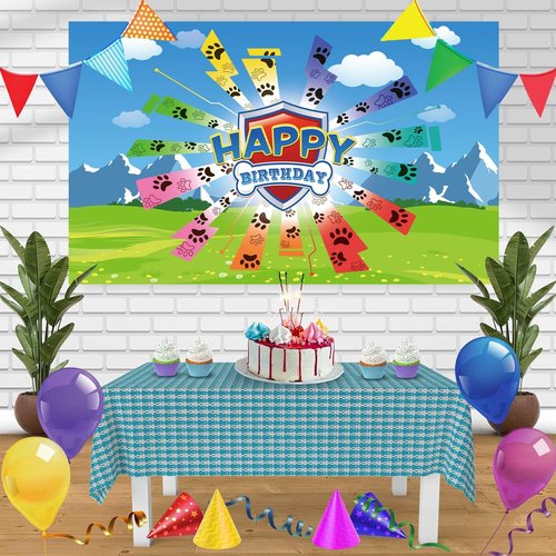 Dog Paw Birthday Banner - Giant 70.8x43.3 Inch Decoration for Baby & Kids Party Supplies