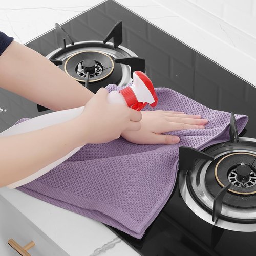 Homaxy Kitchen Dish Towels - Ultra Soft 100% Cotton Waffle Weave, Quick Drying, 13 x 28 Inches, 4-Pack, Lavender