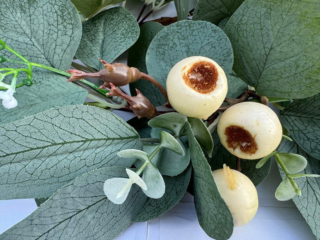 Skiennix Easter Eucalyptus Leaves Candle Rings - 4 Inch Boho Wreaths for 3 Inch Pillar Candles | Wedding Decor