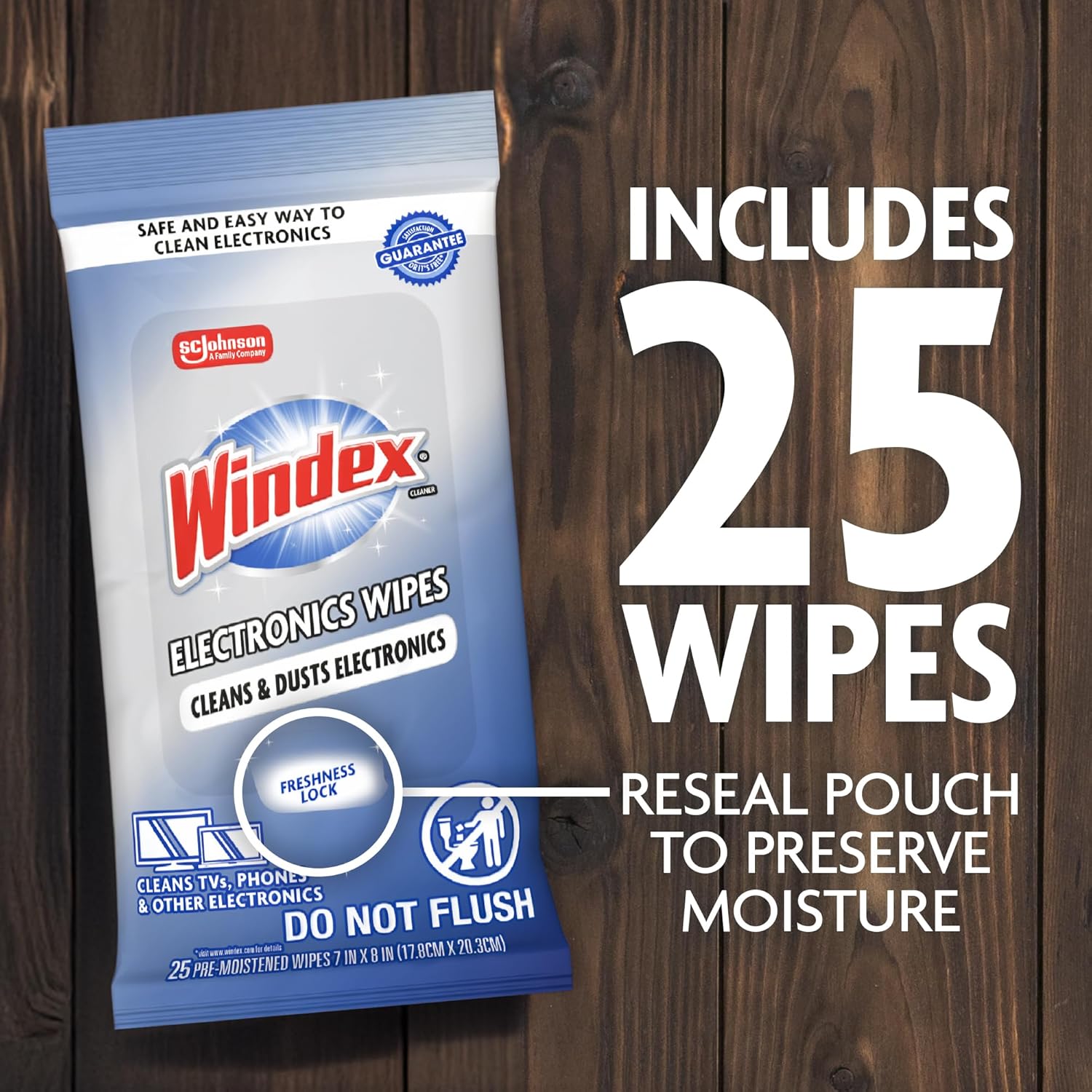 Windex Electronic Cleaning Wipes - Pre-Moistened Screen Wipes for TVs & Phones | 25 Count (Pack of 3)