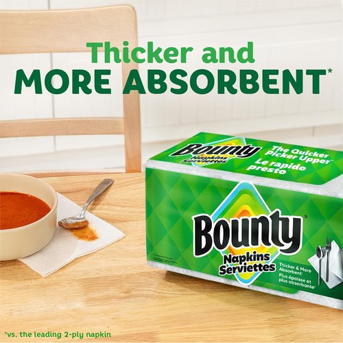 Bounty Paper Napkins - Ultra-Absorbent White Napkins | 200 Count Pack